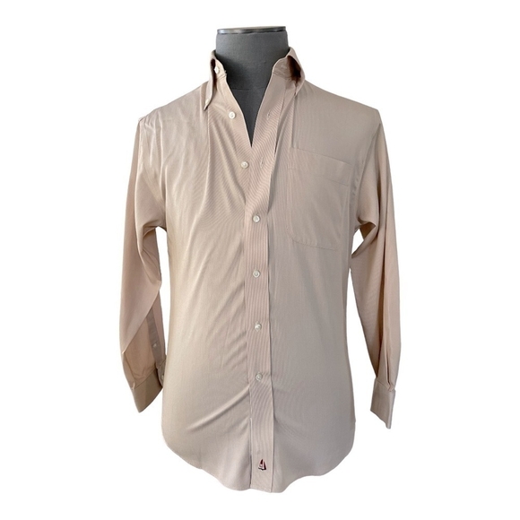 Button Front Men’s Shirt NORDSTROM Cotton Shirt Tan Structured Shirt - Picture 2 of 6